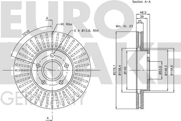 Eurobrake 5815204848 - Спирачен диск vvparts.bg