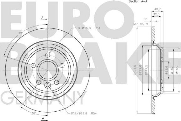 Eurobrake 5815204857 - Спирачен диск vvparts.bg