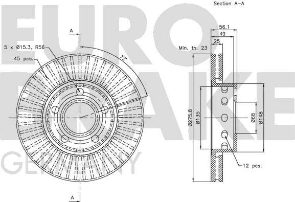 Eurobrake 5815204792 - Спирачен диск vvparts.bg