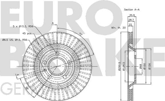 Eurobrake 58152047113 - Спирачен диск vvparts.bg