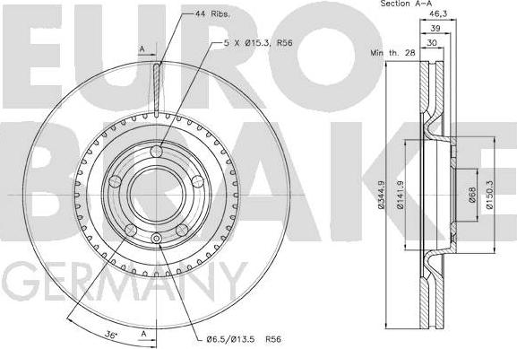 Eurobrake 58152047112 - Спирачен диск vvparts.bg