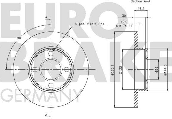 Eurobrake 5815204718 - Спирачен диск vvparts.bg
