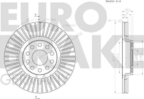 Eurobrake 58152047134 - Спирачен диск vvparts.bg
