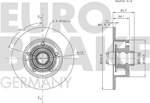 Eurobrake 58152047120 - Спирачен диск vvparts.bg