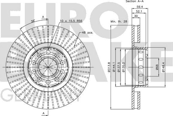 Eurobrake 5815204780 - Спирачен диск vvparts.bg