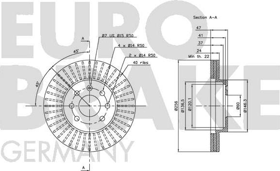 Eurobrake 5815205004 - Спирачен диск vvparts.bg