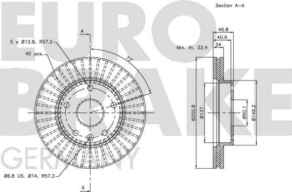 Eurobrake 5815205006 - Спирачен диск vvparts.bg