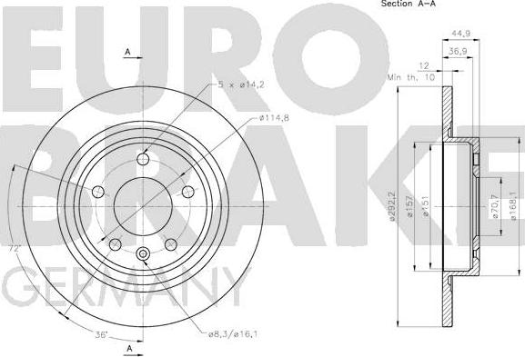 Eurobrake 5815205016 - Спирачен диск vvparts.bg