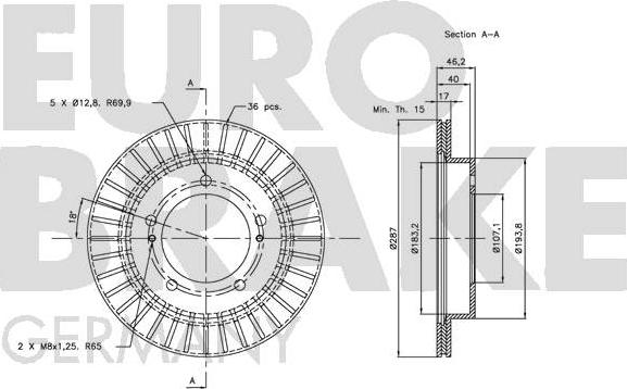 Eurobrake 5815205207 - Спирачен диск vvparts.bg