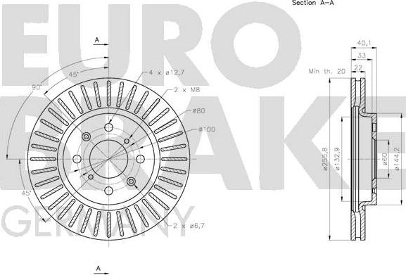 Eurobrake 5815205224 - Спирачен диск vvparts.bg