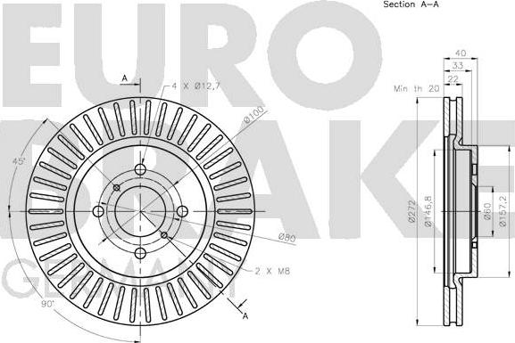 Eurobrake 5815205228 - Спирачен диск vvparts.bg