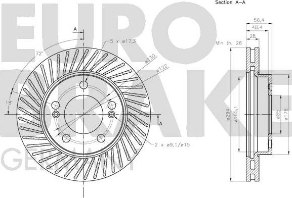 Eurobrake 5815205703 - Спирачен диск vvparts.bg