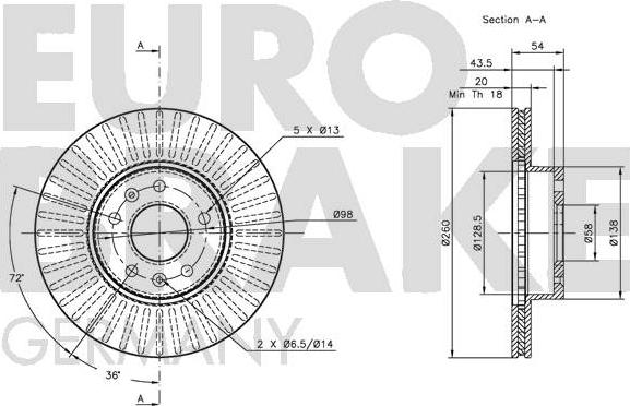 Eurobrake 5815201906 - Спирачен диск vvparts.bg