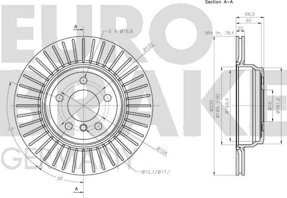 Eurobrake 5815201599 - Спирачен диск vvparts.bg