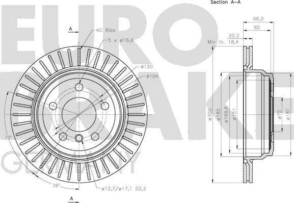 Eurobrake 5815201597 - Спирачен диск vvparts.bg