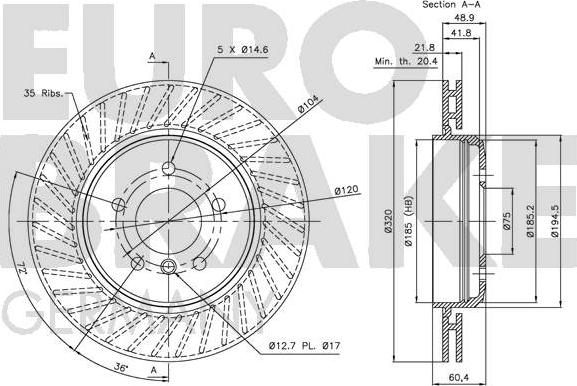 Eurobrake 5815201545 - Спирачен диск vvparts.bg