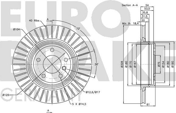 Eurobrake 5815201562 - Спирачен диск vvparts.bg