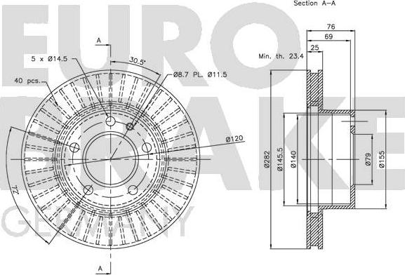 Eurobrake 5815201515 - Спирачен диск vvparts.bg