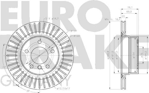 Eurobrake 58152015114 - Спирачен диск vvparts.bg