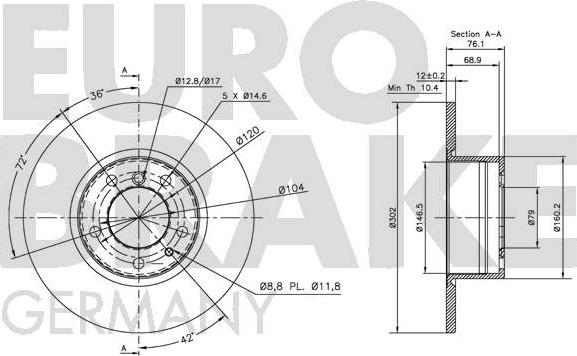 Eurobrake 5815201518 - Спирачен диск vvparts.bg