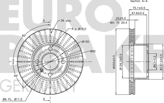 Eurobrake 5815201517 - Спирачен диск vvparts.bg