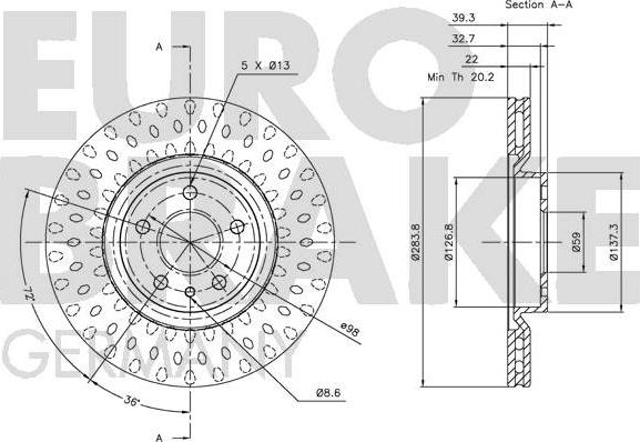 Eurobrake 5815201019 - Спирачен диск vvparts.bg