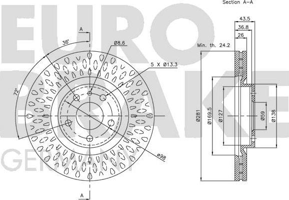 Eurobrake 5815201014 - Спирачен диск vvparts.bg