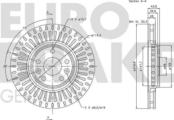 Eurobrake 5815203969 - Спирачен диск vvparts.bg