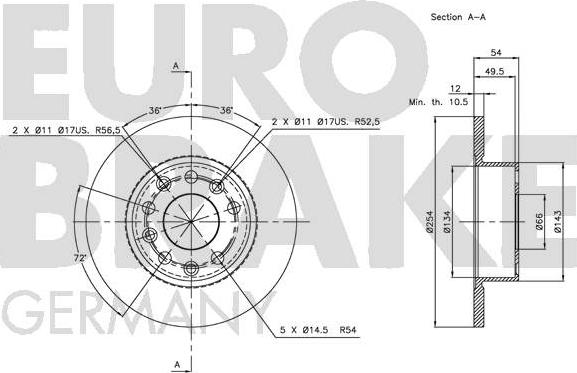 Eurobrake 5815203923 - Спирачен диск vvparts.bg