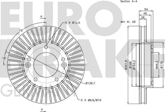 Eurobrake 5815203519 - Спирачен диск vvparts.bg