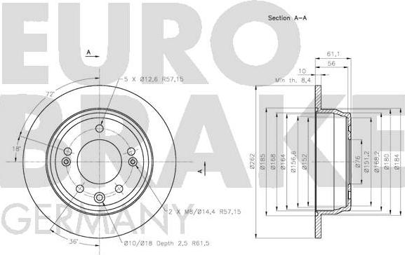 Eurobrake 5815203527 - Спирачен диск vvparts.bg