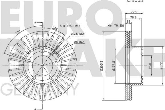 Eurobrake 5815203644 - Спирачен диск vvparts.bg