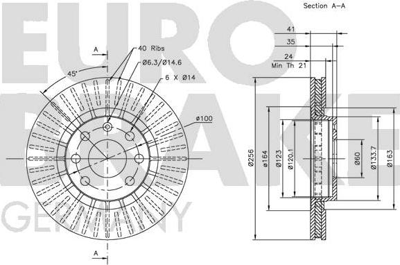 Eurobrake 5815203613 - Спирачен диск vvparts.bg