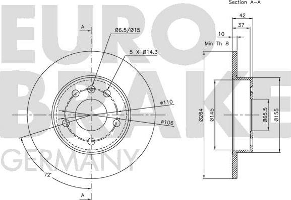 Eurobrake 5815203631 - Спирачен диск vvparts.bg