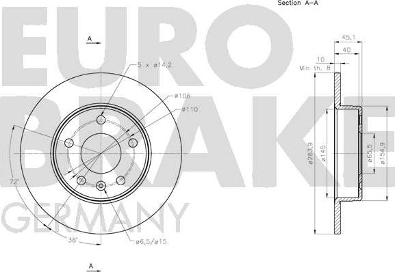 Eurobrake 5815203674 - Спирачен диск vvparts.bg