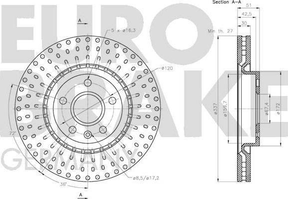 Eurobrake 5815203671 - Спирачен диск vvparts.bg