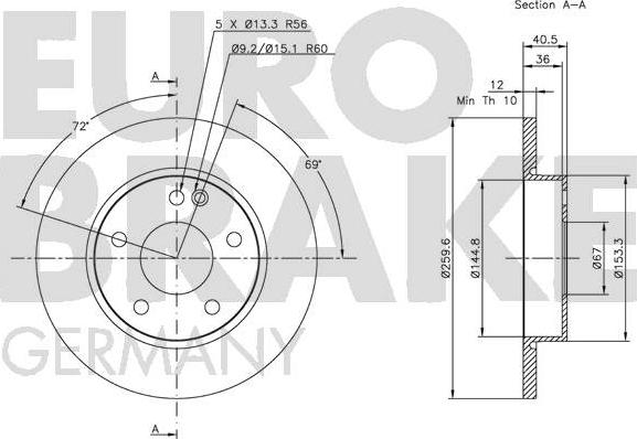 Eurobrake 5815203345 - Спирачен диск vvparts.bg