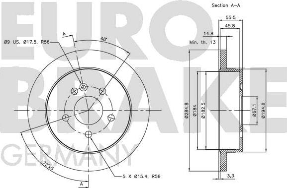 Eurobrake 5815203354 - Спирачен диск vvparts.bg