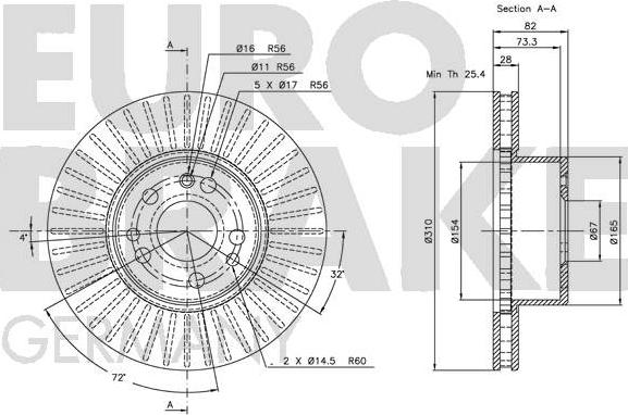 Eurobrake 5815203350 - Спирачен диск vvparts.bg