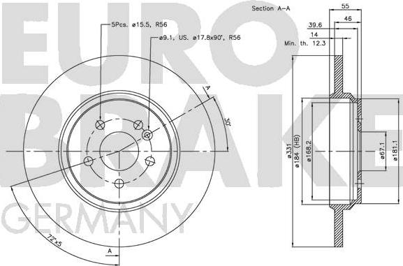 Eurobrake 5815203357 - Спирачен диск vvparts.bg