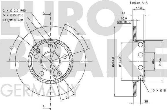 Eurobrake 5815203306 - Спирачен диск vvparts.bg