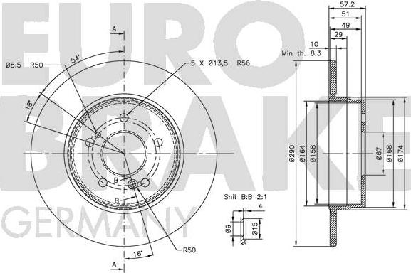 Eurobrake 5815203339 - Спирачен диск vvparts.bg