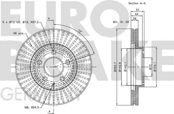 Eurobrake 5815203247 - Спирачен диск vvparts.bg