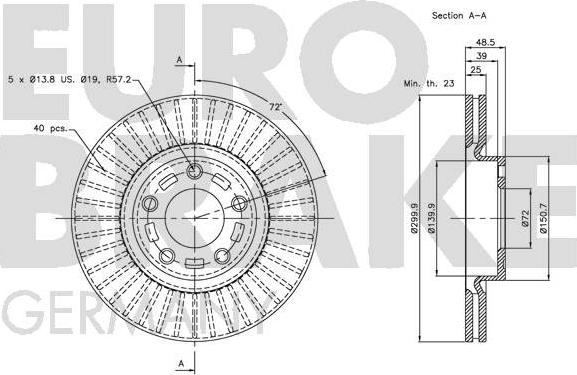 Eurobrake 5815203253 - Спирачен диск vvparts.bg