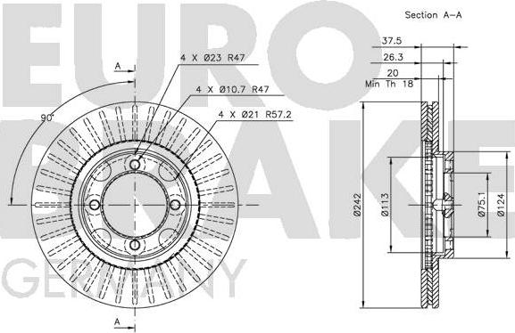 Eurobrake 5815203219 - Спирачен диск vvparts.bg