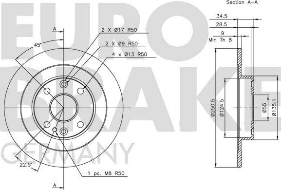 Eurobrake 5815203231 - Спирачен диск vvparts.bg