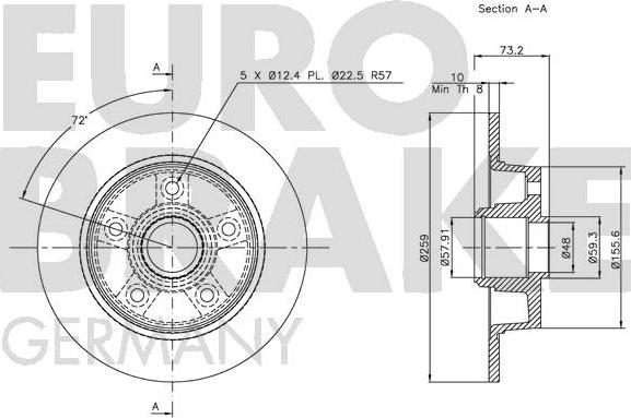 Eurobrake 5815203229 - Спирачен диск vvparts.bg