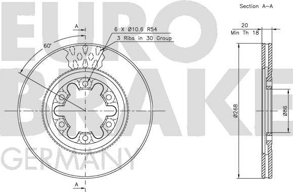 Eurobrake 5815203224 - Спирачен диск vvparts.bg