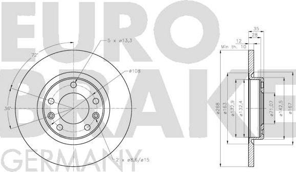 Eurobrake 5815203749 - Спирачен диск vvparts.bg