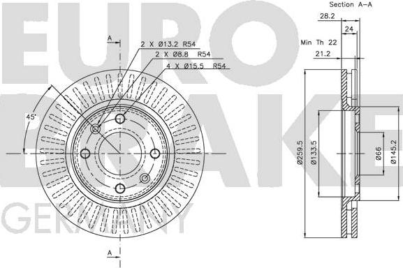 Eurobrake 5815203719 - Спирачен диск vvparts.bg